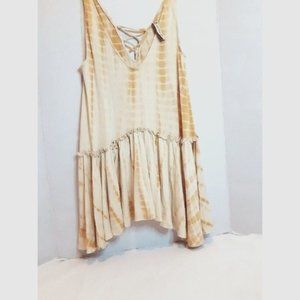 American Rag Cie Printed Ruffle Tank Top Tunic Tie Dye Style NWOT Medium